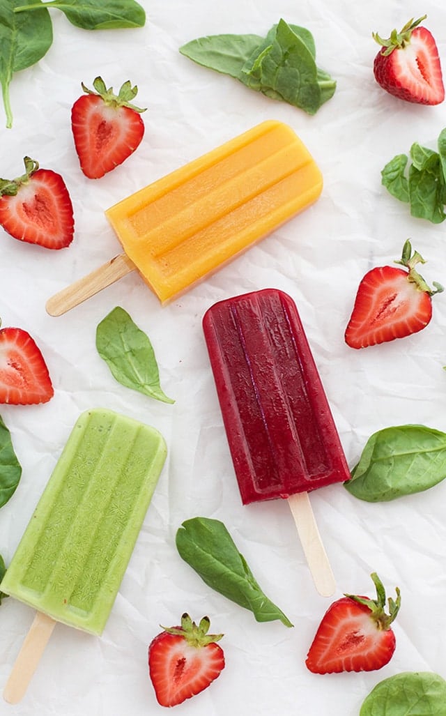 3 Fruit and Veggie Popsicles 3 Healthy, delicious fruit and veggie popsicles your kids will love! www.superhealthykids.com