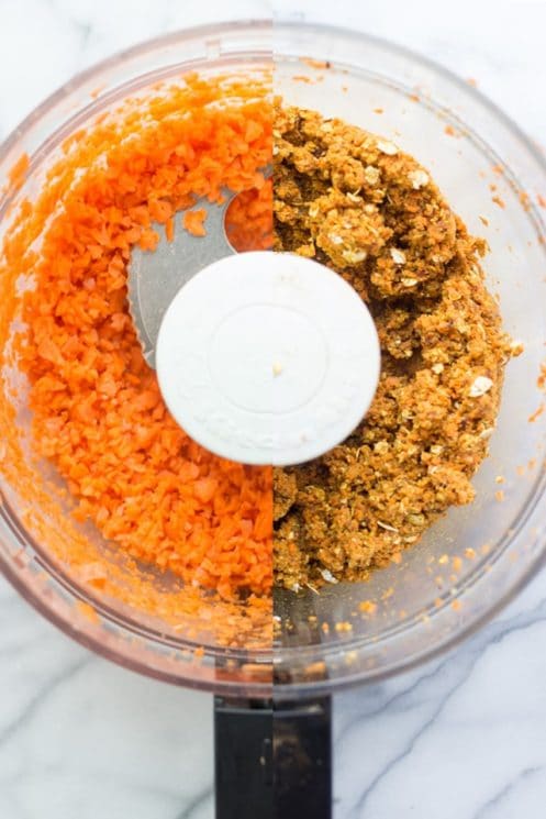 No-Bake Carrot Cake Bites -- a healthy, kid-friendly snack that is secretly packed with veggies and still tastes like dessert!