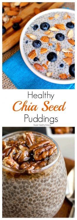 Healthy Chia Seed Puddings which taste like dessert. Quick, no-cook recipes which are gluten free and refined sugar free! https://www.superhealthykids.com/healthy-chia-seed-puddings-taste-like-dessert/