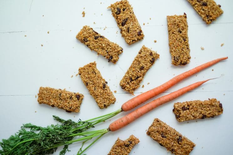 Healthy Carrot Cake Granola Bars. We love these healthy, soft carrot cake granola bars - they're tasty and include a vegetable! High in protein and fiber, this snack will keep you full!