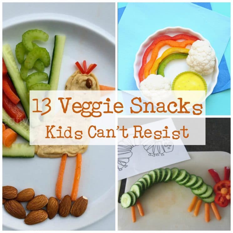 13 veggie snacks for kids collage