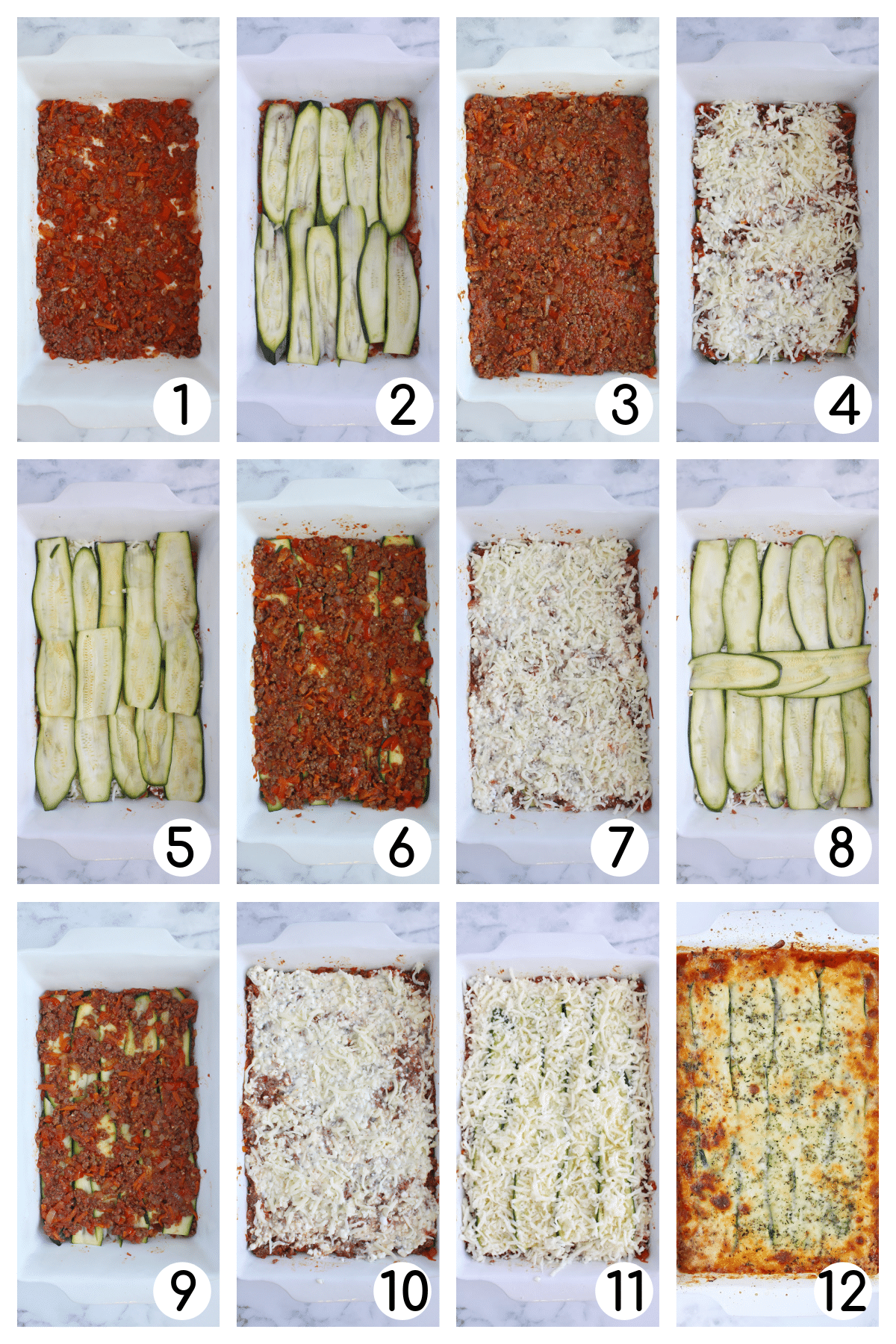Step by step process shots showing how to make this zucchini lasagna recipe.
