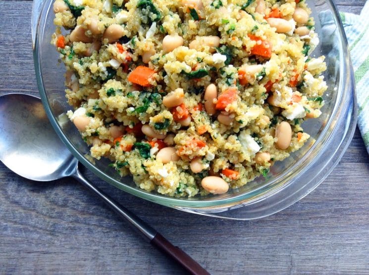 Lemony Quinoa with Spinach, Feta and Beans