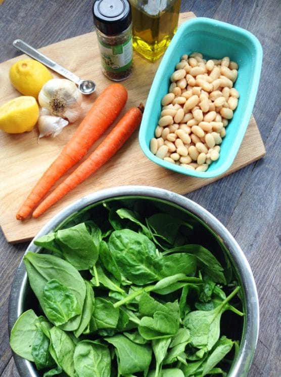 Lemony Quinoa with Spinach, Feta and Beans