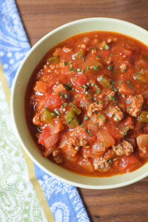 Turkey Chili Potatoes. A great recipe for a filling, healthy potato dinner.