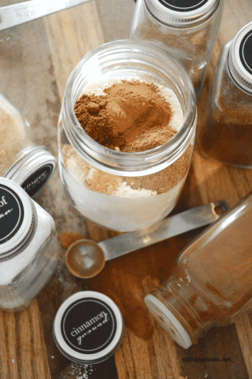 gingerbread playdough ingredients in a jar