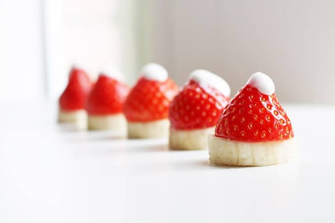 santa hats made with strawberries and bananas