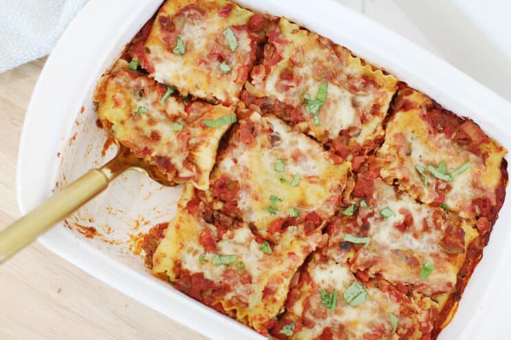 12 Days of Healthy Christmas Activities for Families 8 overhead view of a delicious looking pan of lasagna