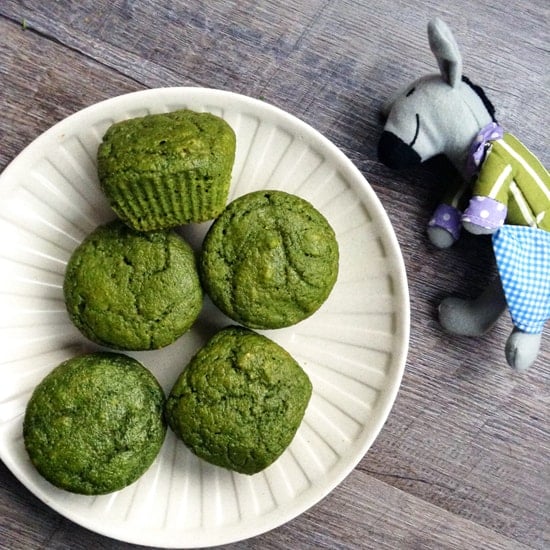 green muffins on a white plate