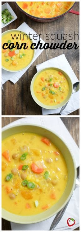 FOOD - Winter Squash Corn Chowder | Super Healthy Kids | Food & Drink https://www.superhealthykids.com/winter-squash-corn-chowder-recipe/