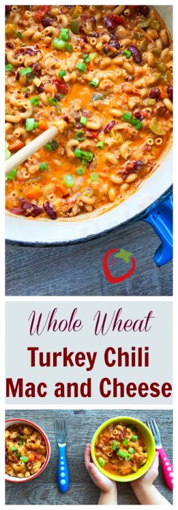 FOOD - Whole Wheat Turkey Chili Mac and Cheese. Southwestern flavor meets comfort food meets healthy family dinner. https://www.superhealthykids.com/mac/