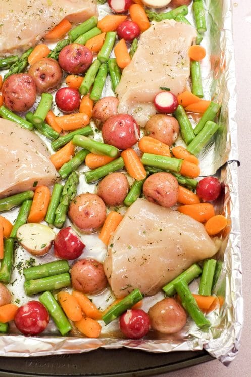 Sheet Pan Chicken and Spring Veggies Recipe | Super Healthy Kids | Food and Drink | Easy Weeknight Dinner