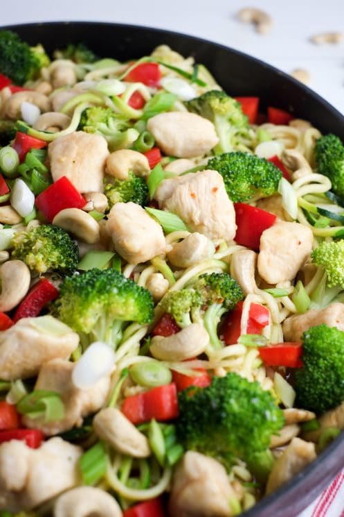 This cashew chicken is beautiful with zoodles!