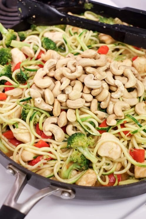 Final step: add in the cashews to make it cashew chicken!