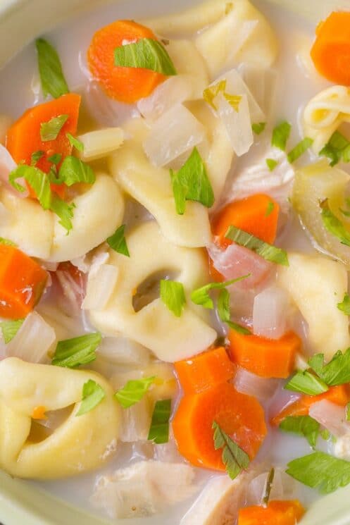 Easy to make Healthy Slow Cooker Creamy Tortellini Soup