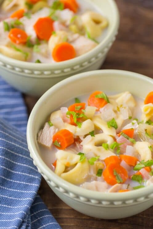 Kid Friendly Healthy Slow Cooker Creamy Tortellini Soup