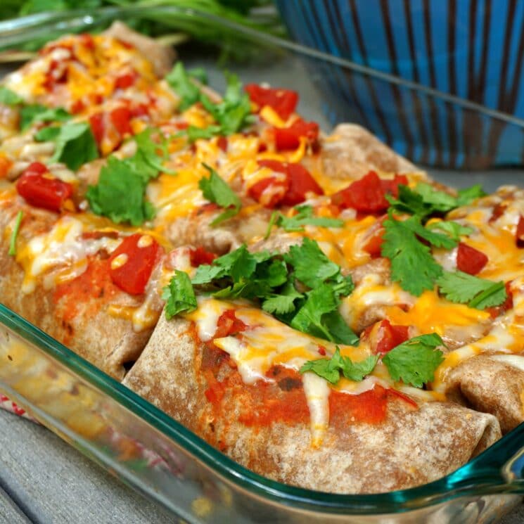 Feed a Crowd Healthy Beef and Bean Burritos in a Baking Pan