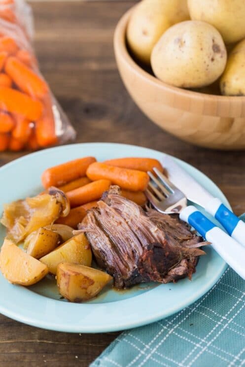 Making Slow Cooker Cider Braised Pot Roast