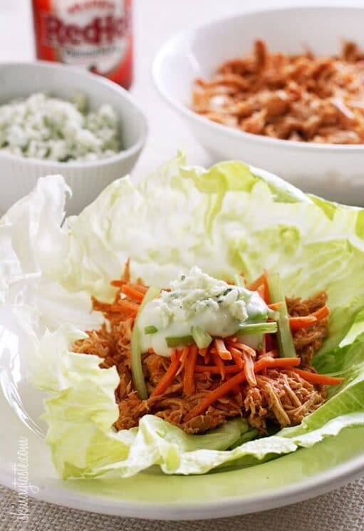 Healthy Instant Pot Appetizer Buffalo Chicken Lettuce Wraps