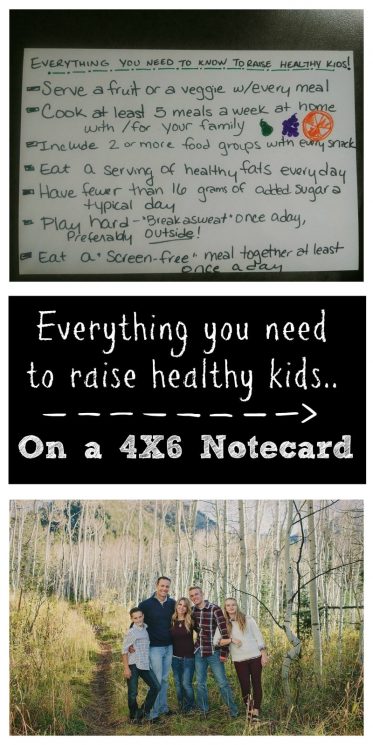 Everything you need to know to raise healthy kids on a 4 X 6 notecard