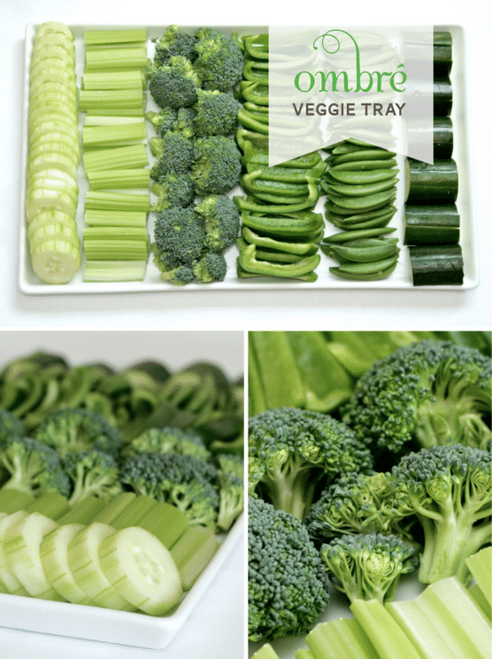 Green Ombre Veggie tray fun food for St. Patrick's Day