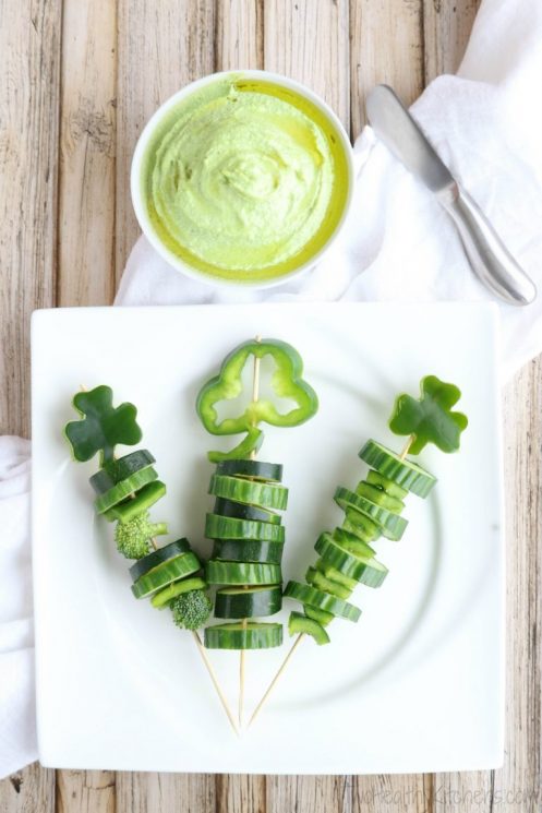 Shamrock Veggie Skewers Fun St. Patrick's Day Food