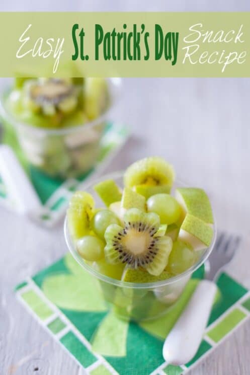 Greet Fruit Salad Healthy Kid Snack St. Patrick's Day kiwi and grapes and pear