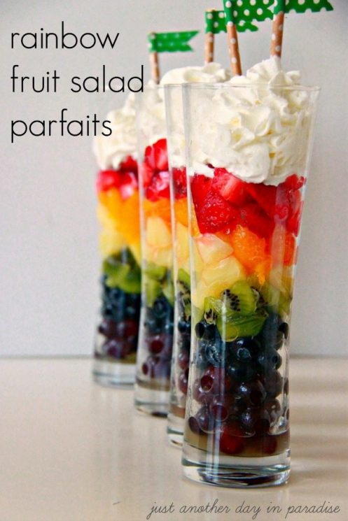 Rainbow Fruit Salad Parfaits for St. Patrick's Day Fun Food, 20 Fun and Healthy Food Ideas to Celebrate St. Patrick's Day