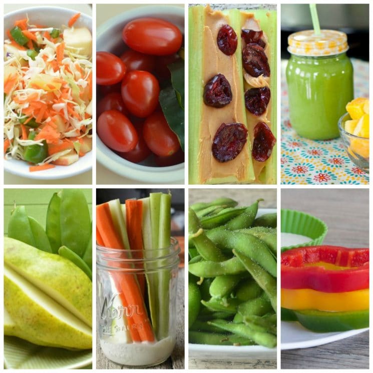 fast fruits and veggies, snacks, peppers, green beans, pears, tomatoes, celery