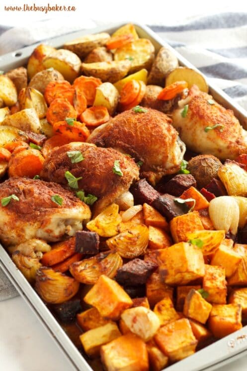 Paprika Sheet Pan Dinner Recipe with veggies