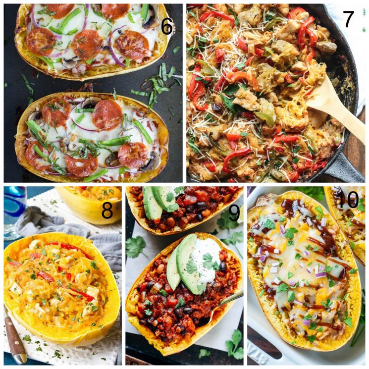 21 Best Spaghetti Squash Recipes. Five different recipes collage.