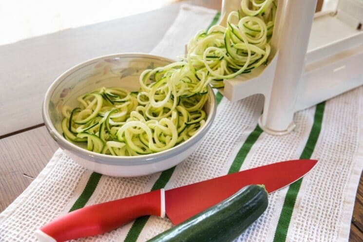 spiralizing veggies like zucchini for pasta