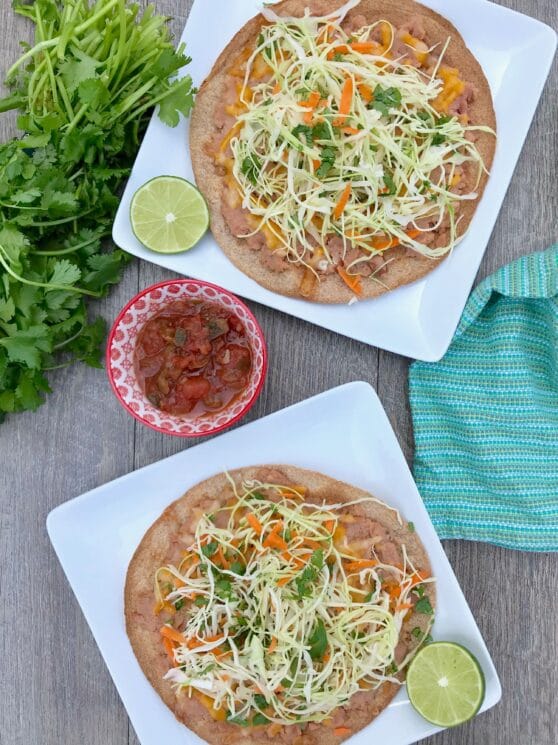 whole wheat tostadas for dinner with salsa