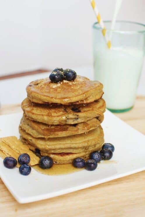 Blueberry Pancakes with Graham Cracker Crumb