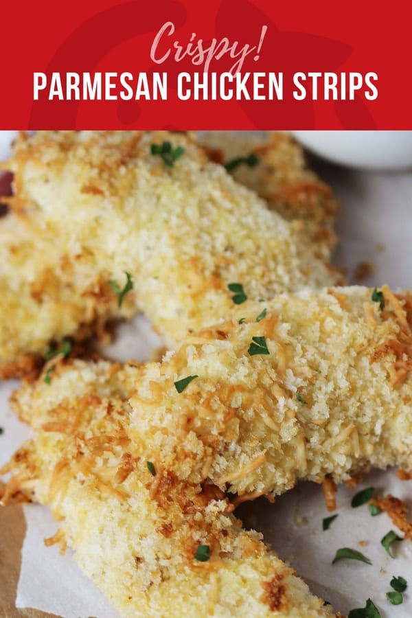 Delicious homemade, baked, healthy parmesan chicken strips for kids. healthy and Cripsy baked homemade parmesan chicken strips