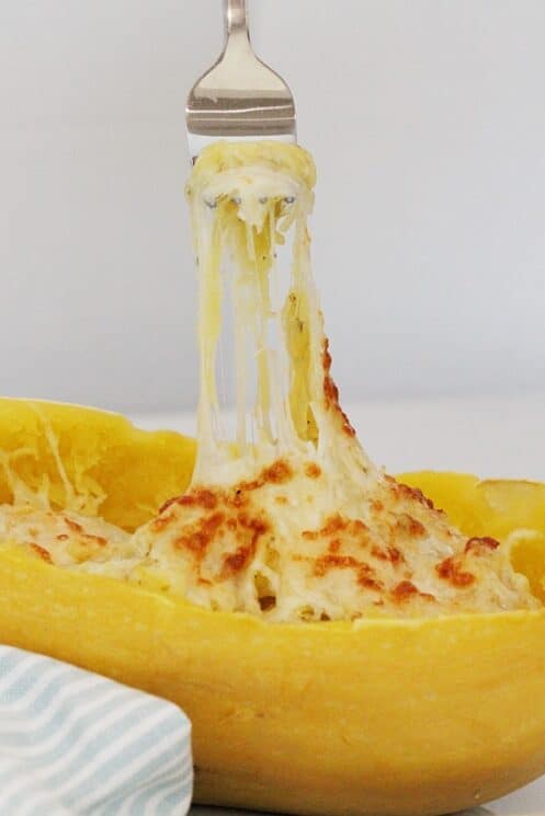 Gooey Cheesy Spaghetti Squash Cooked in the Instant Pot