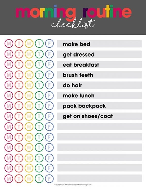 Back To School Routine Chart