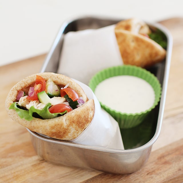 healthy gyro in a lunchbox