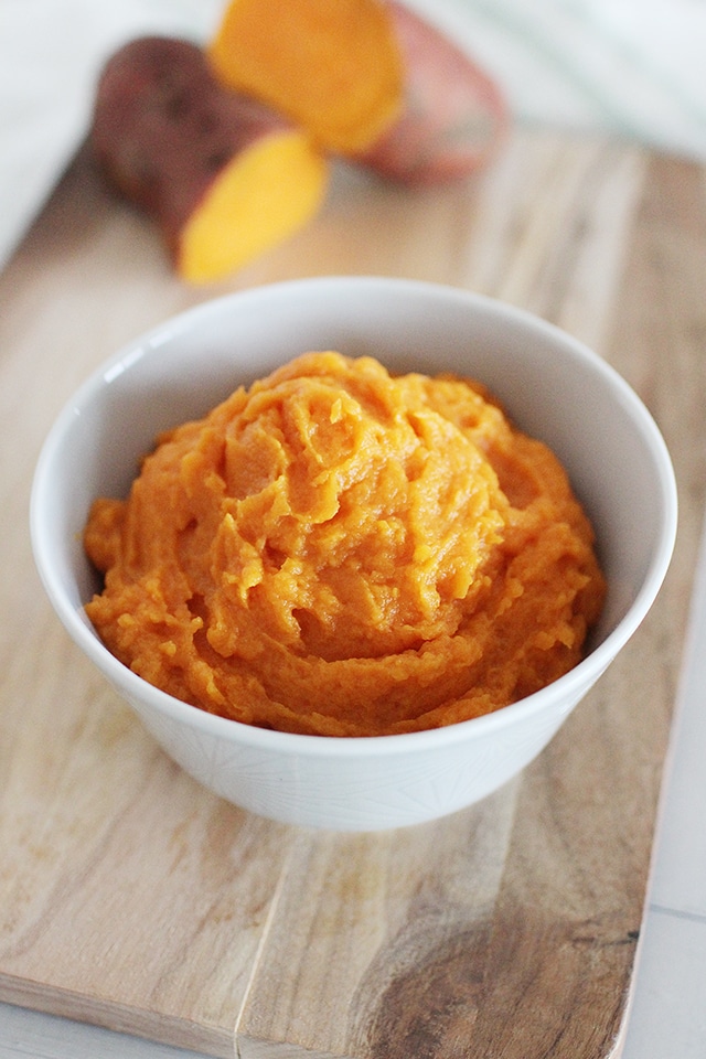 Mashed Sweet Potatoes are creamy and so naturally sweet it almost tastes like dessert. Amazing enough to serve at your Thanksgiving dinner, but simple enough for a weeknight meal side. Mashed Sweet Potatoes
