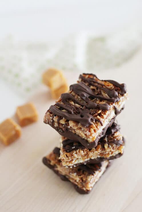 homemade girl scout cookie samoas bars