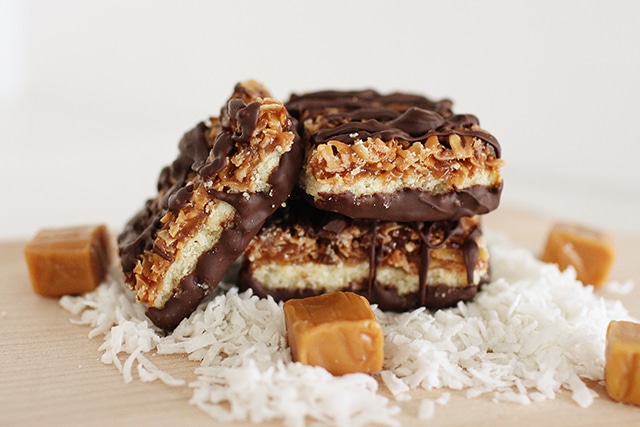 homemade girl scout cookie samoas bars