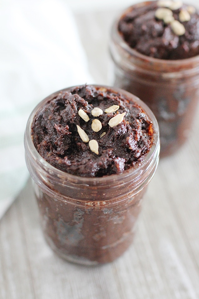 homemade chocolate sunbutter in a jar