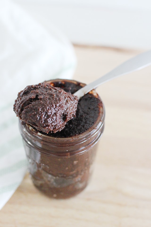 spoonful of homemade chocolate sunbutter from a jar