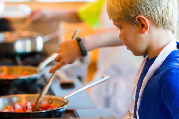 boy cooking a stir fry