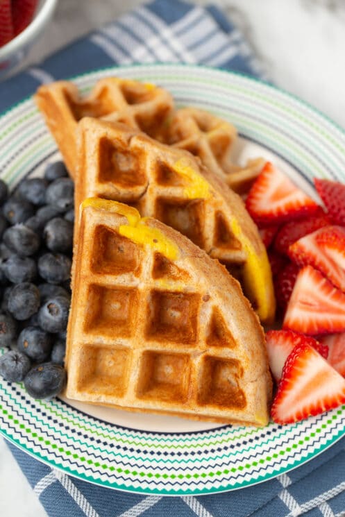 protein egg waffle with berries