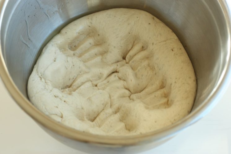 process shot of dough after punching down