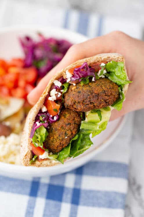 homemade falafel in a pita pocket