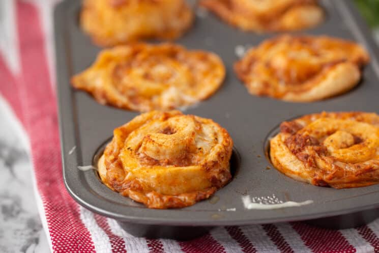 healthy pizza rolls just out of the oven