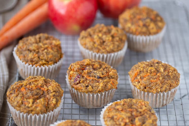 apple muffins with shredded carrots and seeds