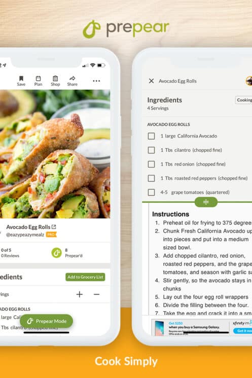 recipe screen in prepear app